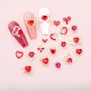 Glass New Year Nail Ornament Red Bow Accessories view 1