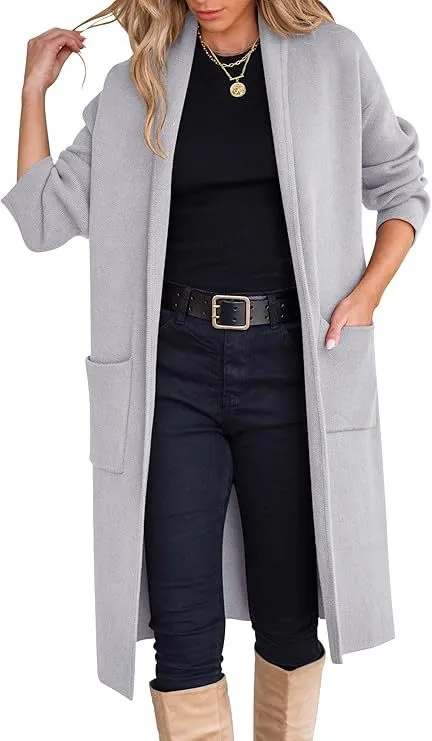 Women's Autumn And Winter Long Loose fitting Sweater Light Gray - Shop at LoveMi
