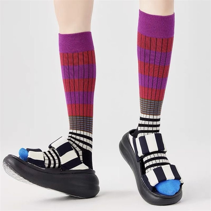 Colorful Three-stripe Ankle Socks For Outdoor Outfits