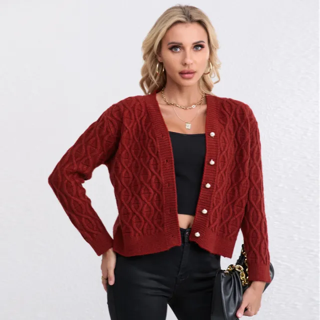 Women's Fashionable Knitted Twist Coat Red - Shop at LoveMi