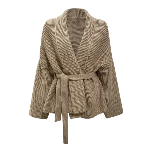 Women's Fashion Lace up Casual All matching Lapel Sweater Coat Khaki - Shop at LoveMi