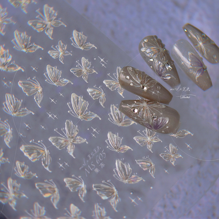 Jelly Manicure Streamer Rose Butterfly Decorative Sticker 3