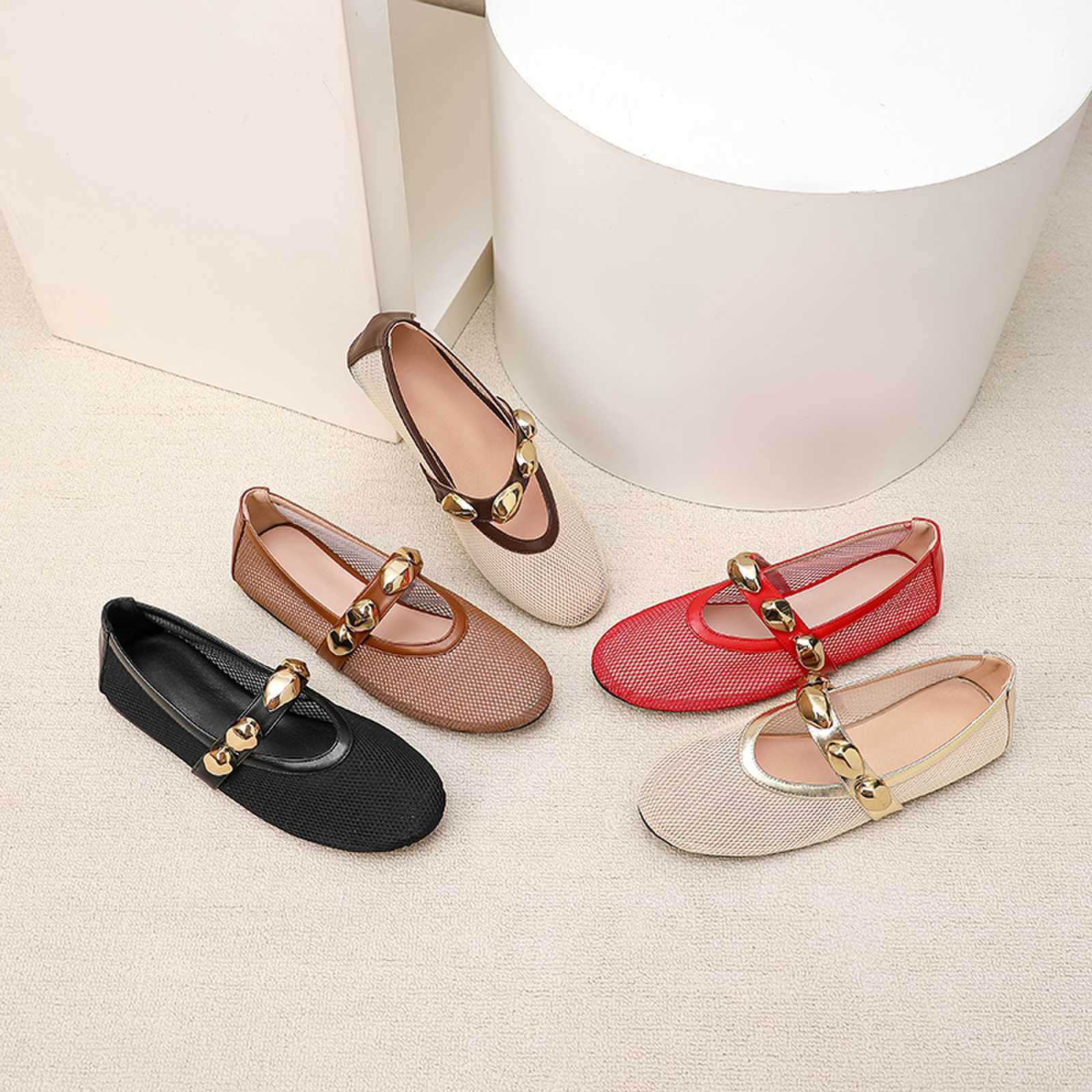 Womens Hollow-out Mesh Strappy Flat Shoes