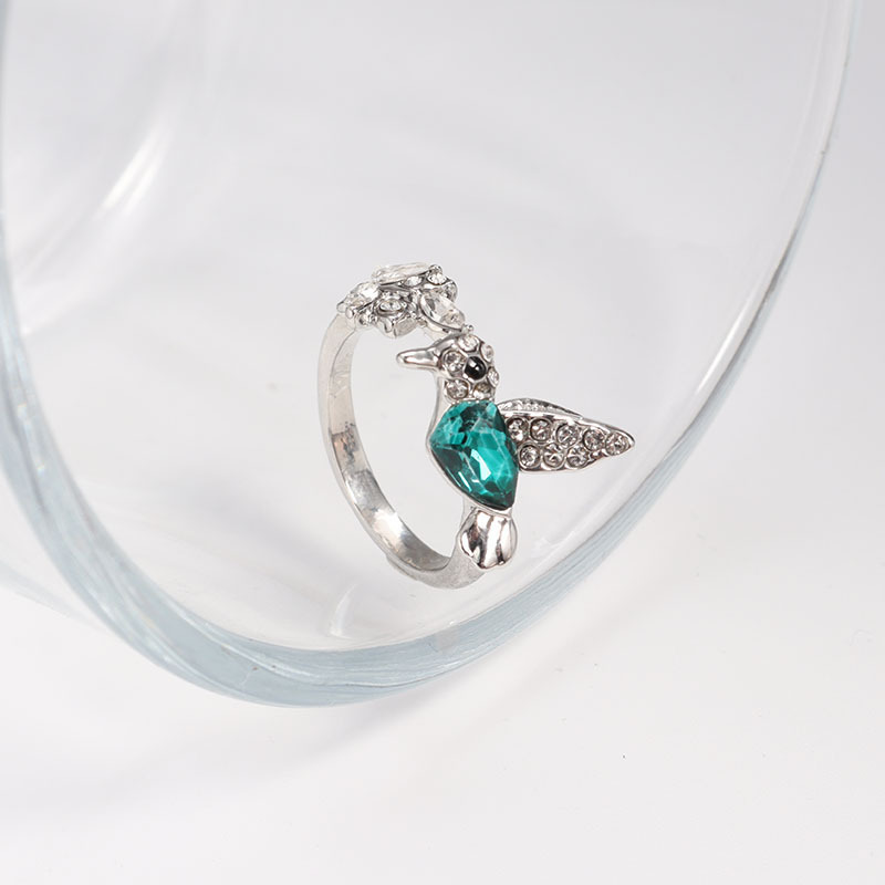 Adjustable Green Hummingbird Ring