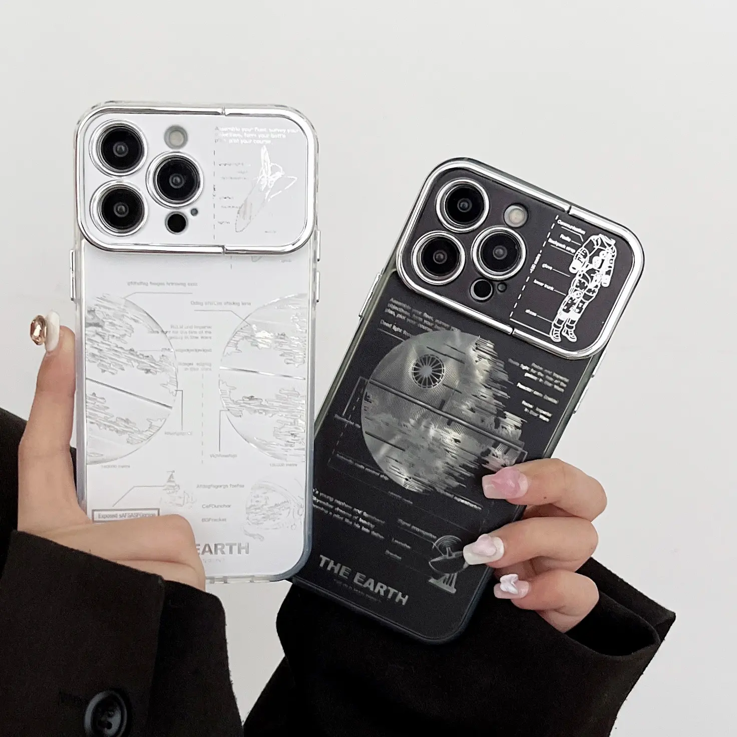 Pleated Bracket Phone Case Metal Planet