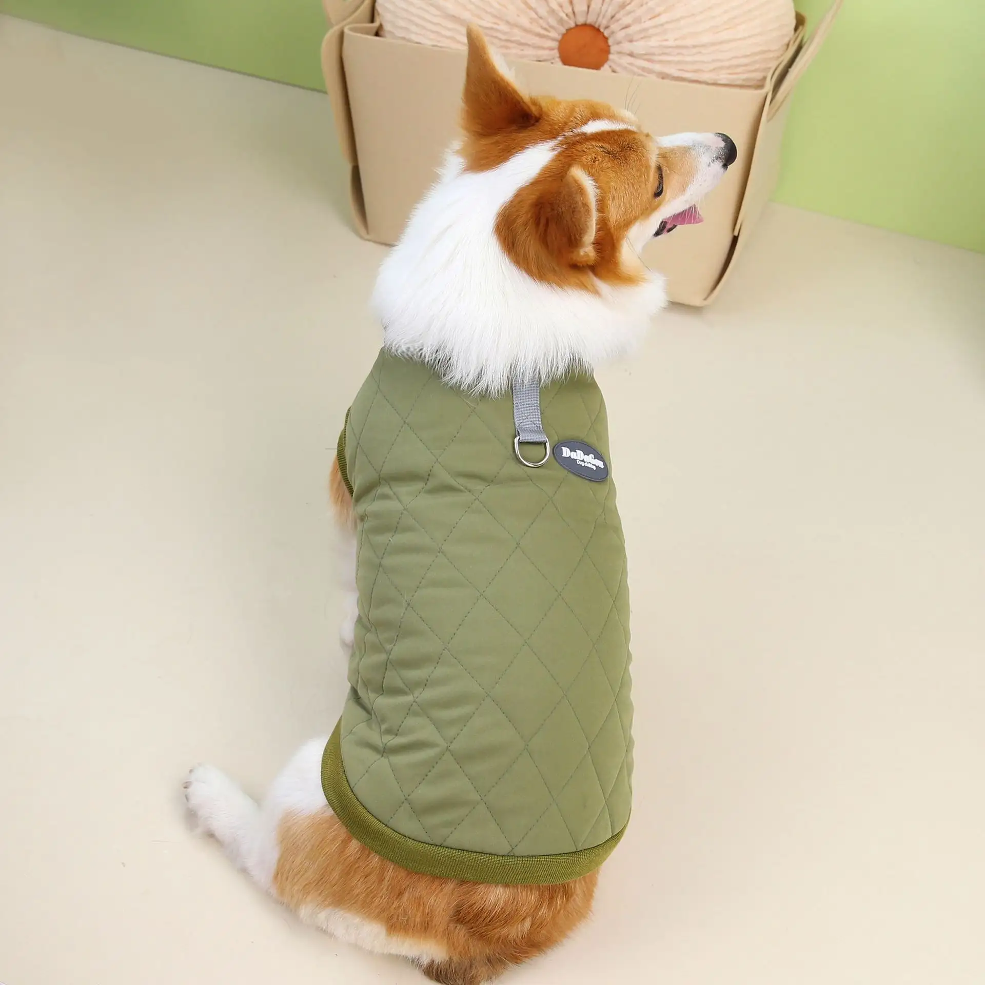 Autumn And Winter Corgi Diamond Lattice Cotton-padded Coat