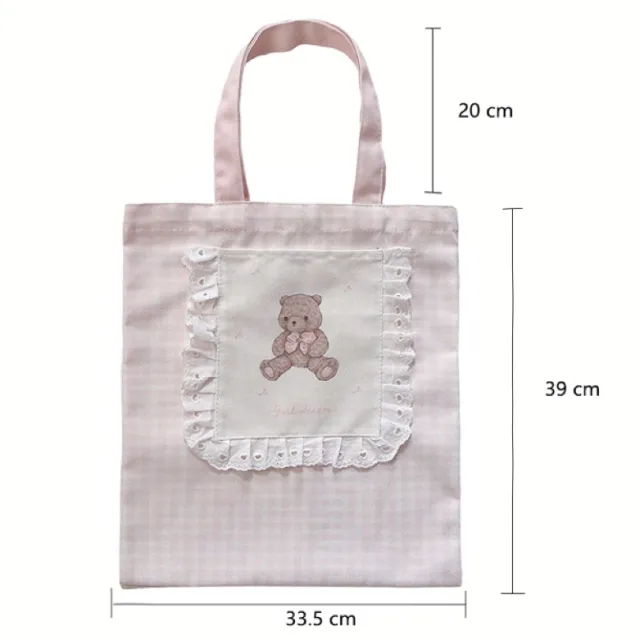 Bear Wooden Ear Girl Canvas Handbag Bear - Shop at LoveMi