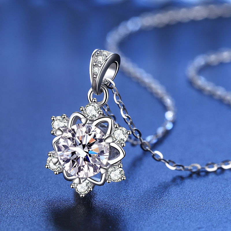 S925 Sterling Silver Christmas Ornament Hollow Snowflake Pendant Necklace