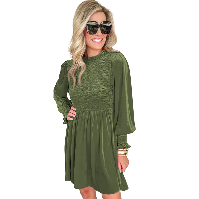 Velvet Smocking Long Sleeve Dress, picture 9 of 11