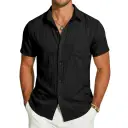 Mens Short-Sleeve Button-Down Shirt With Pocket view 9