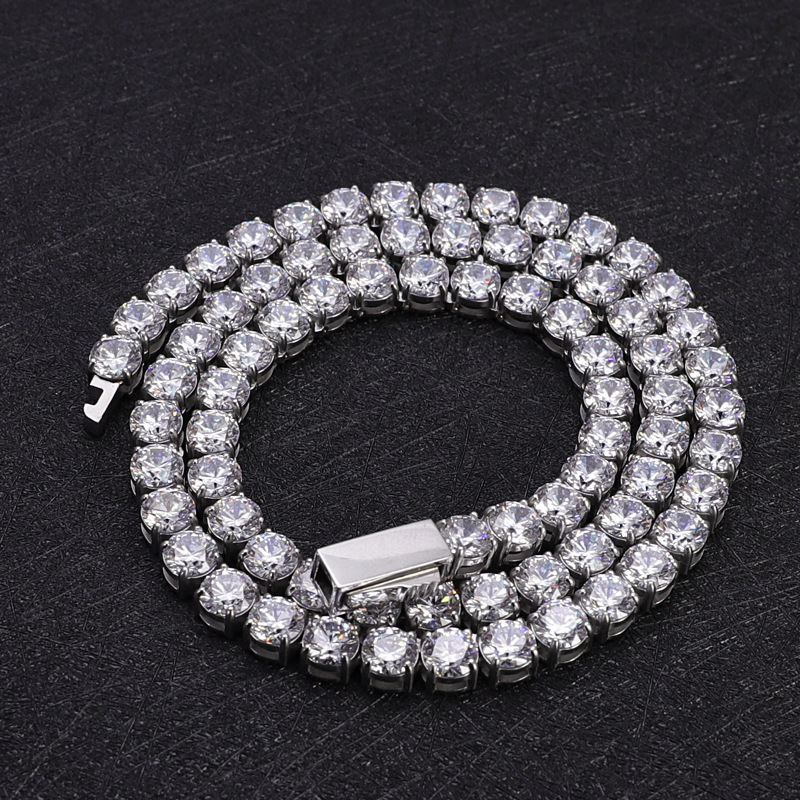 Womens Full-Diamond Tennis Chain In Stainless Steel