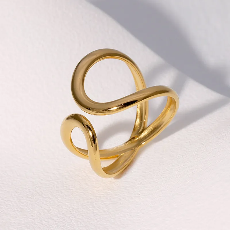 Geometric Asymmetric Minimalistic Personalized Advanced Sense Gold-plated Open Ring - Gold
