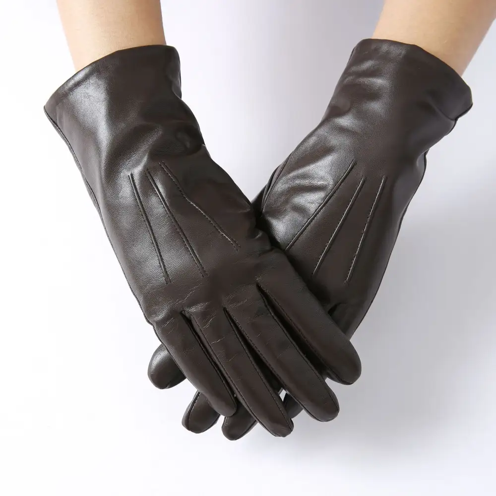 Wool in Driving and Biking Lengthened Goat Leather Gloves