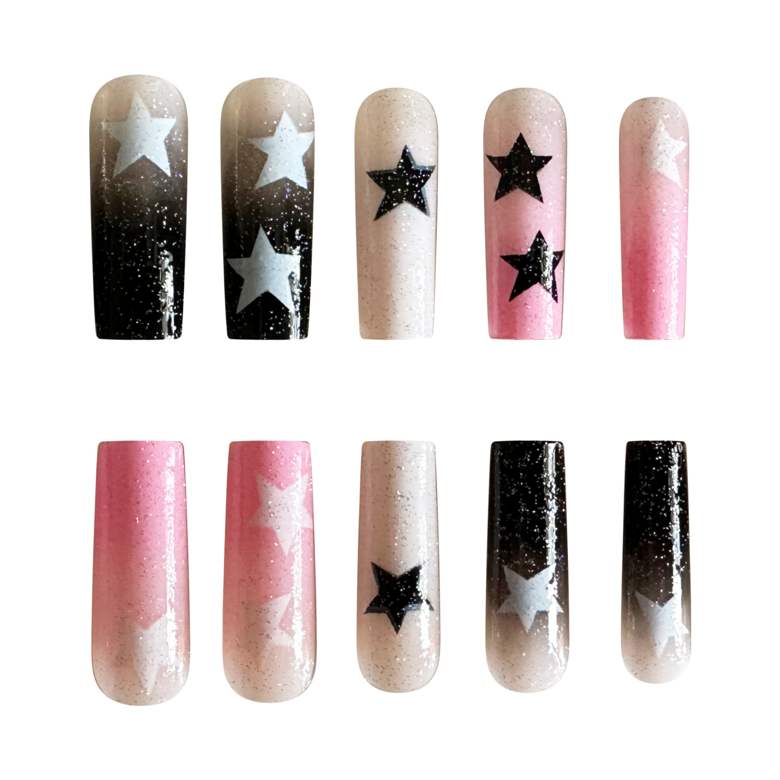 Mandarin Duck Color Gradient Pentagram Sweet Girl Nail Stickers