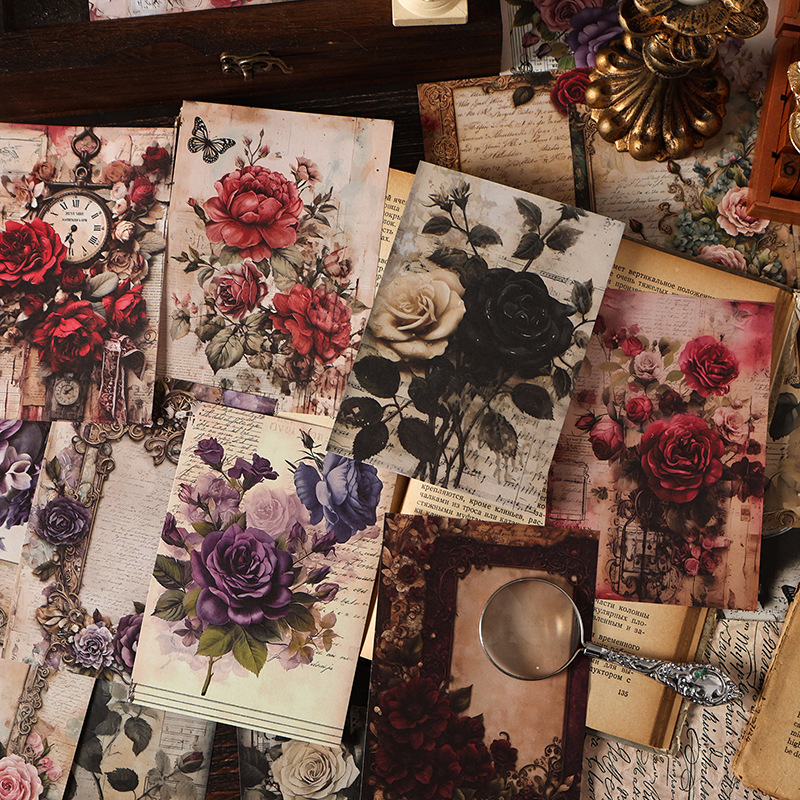 Retro-style Paper Roses For Background Embellishment And Journaling 3