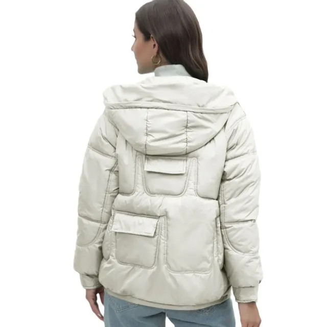 Down Cotton padded Coat For Women Thickened Bright Color Stand Collar White - Shop at LoveMi