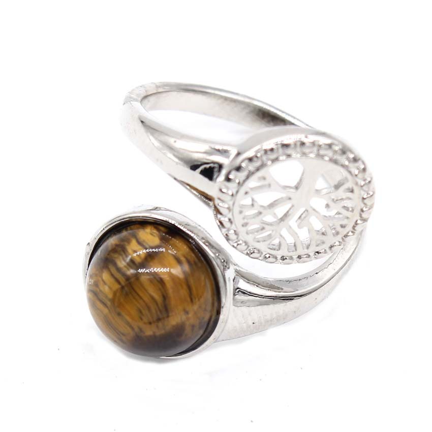 New Natural Crystal Round Lucky Tree Adjustable Ring