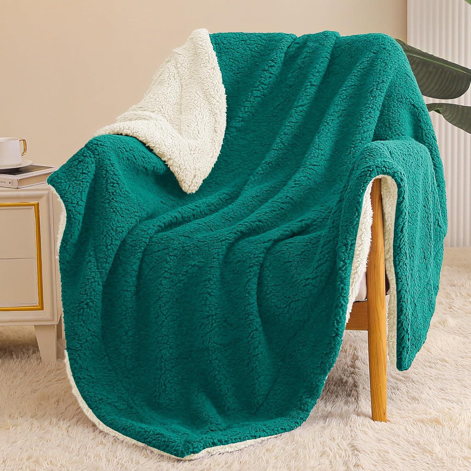 Two-Layer Double-Sided Lambswool Blanket With Contrasting Colorsperfect As A, picture 10 of 12