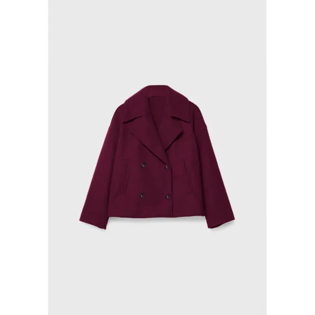 Ins Double breasted Lapel Blazer Jacket Fashion Loose Woolen Short Coat Elegant Commuting Women's Clothing Red - Shop at LoveMi
