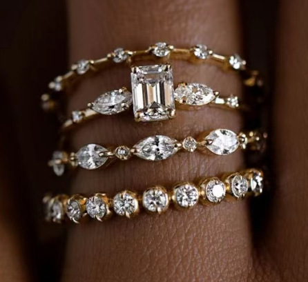 Women's Fashion Dual-wear Simple Graceful Copper Inlaid Zircon Ring