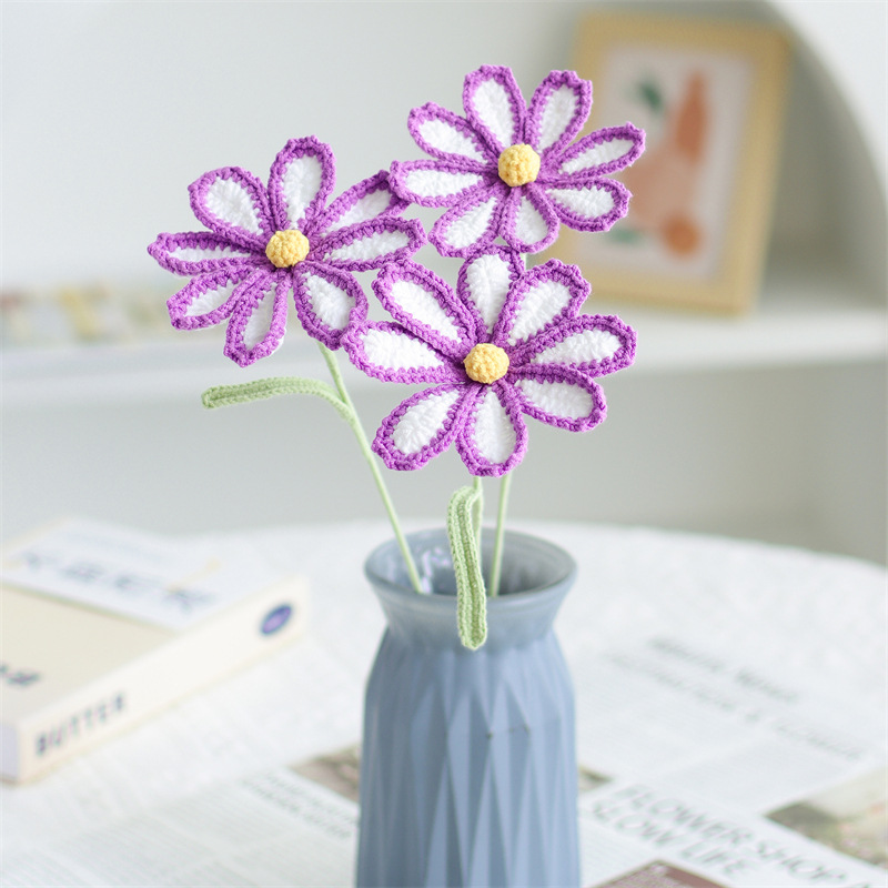 Hand-knitted Finished Yarn Bouquet Of Knitted Artificial Flowers 82