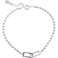 Geometric Square Ball Bracelet Female Summer - White Gold Colour - View 1