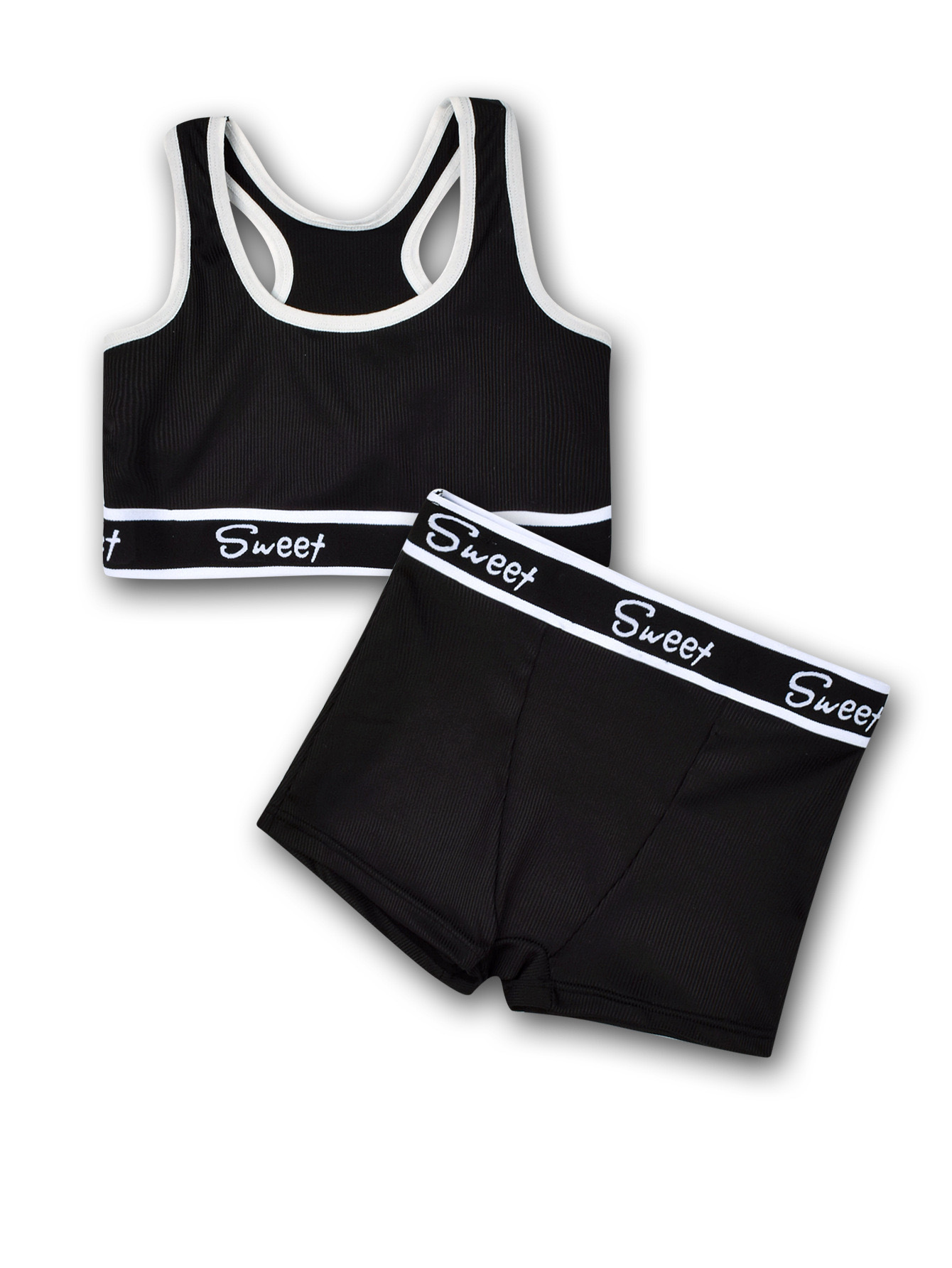 Cotton Wide-brimmed Letters Mid Waist Girl Sports Underwear Suit - Image 8