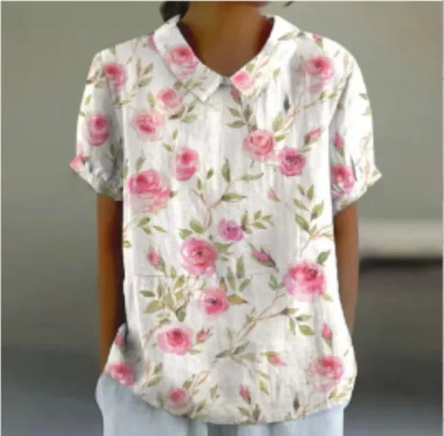 Loose Printed Crew Neck Casual Plus Size Pullover Women's Clothing Pink - Shop at LoveMi
