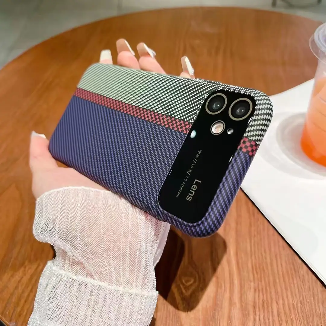 Carbon Fiber Grain Large Window Phone Case