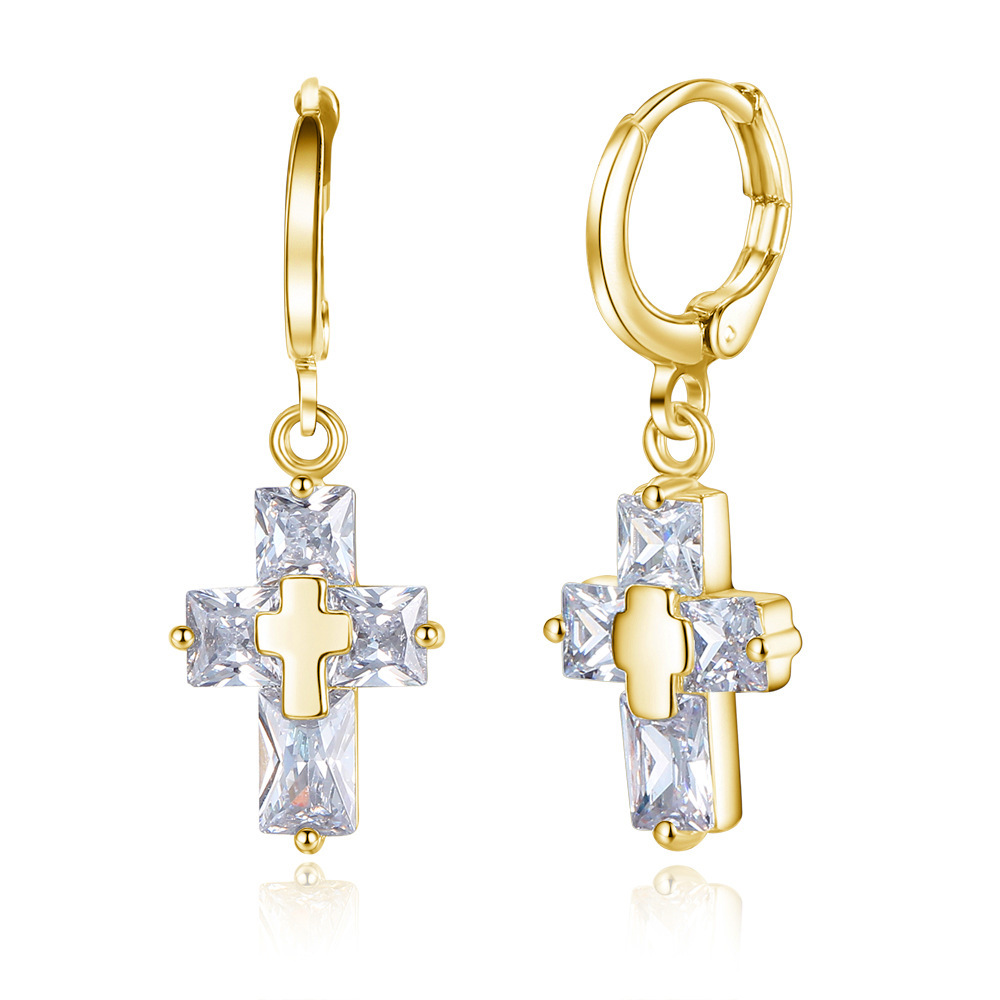 Fashion Cross Zircon Earrings