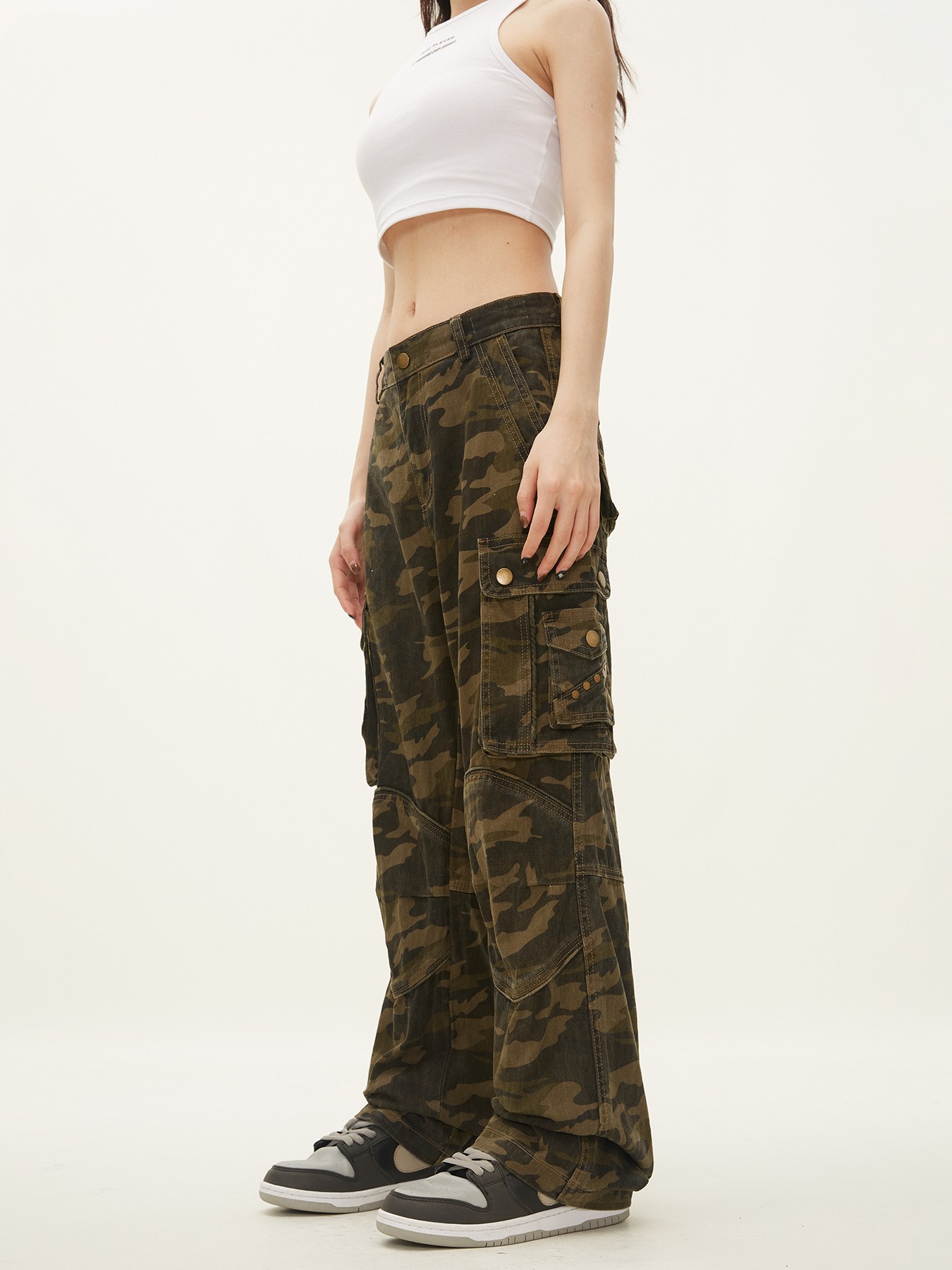 Retro Camouflage Slacks Men's Straight Loose Cargo Pants