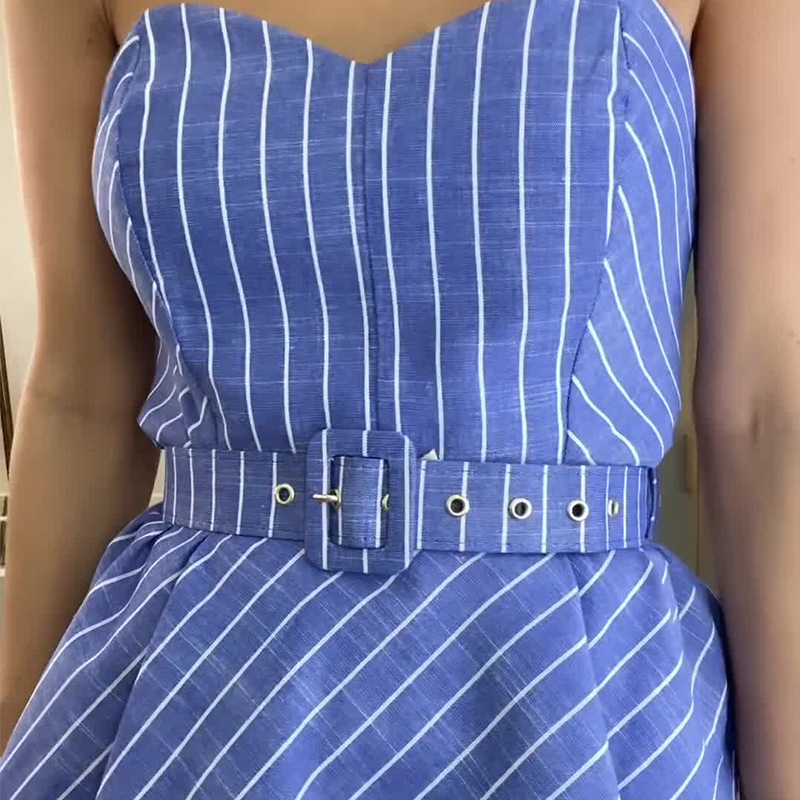 Lady Sexy Temperament Striped Tube Top Vest Slim-fit Pants Suit