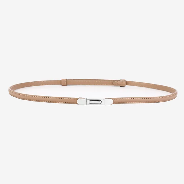 Women's Thin Genuine Leather Dress Simple Suit Coat Waist Belt Silver Snap Clip - Shop at LoveMi