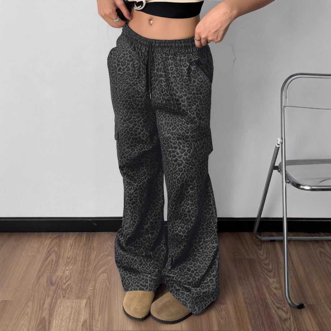 Printing Stylish Multi-pocket Street Overalls Loose-fit Tappered Trousers - Image 3