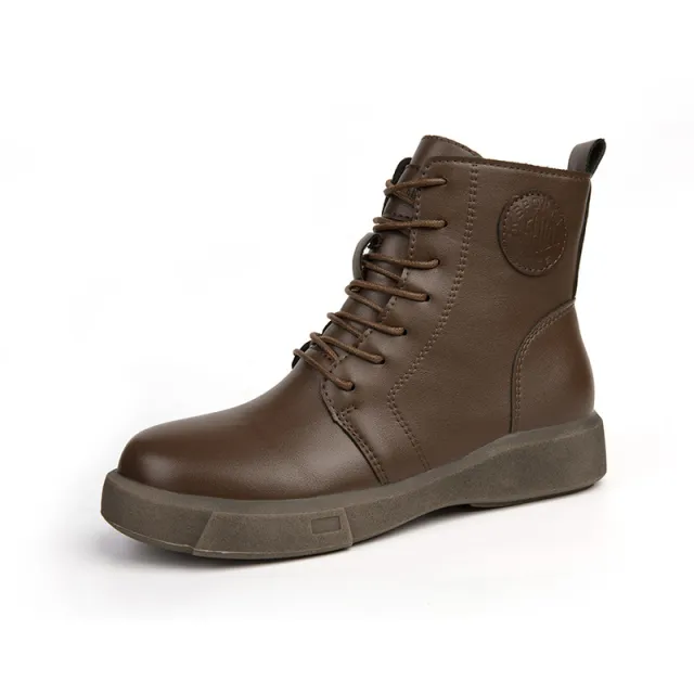 Women's Short Lace up Flat Ankle Boots Brown - Shop at LoveMi
