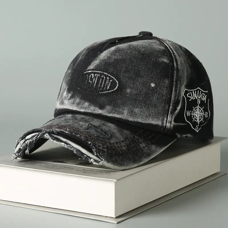 Mens Retro Distressed Ripped Baseball Cap