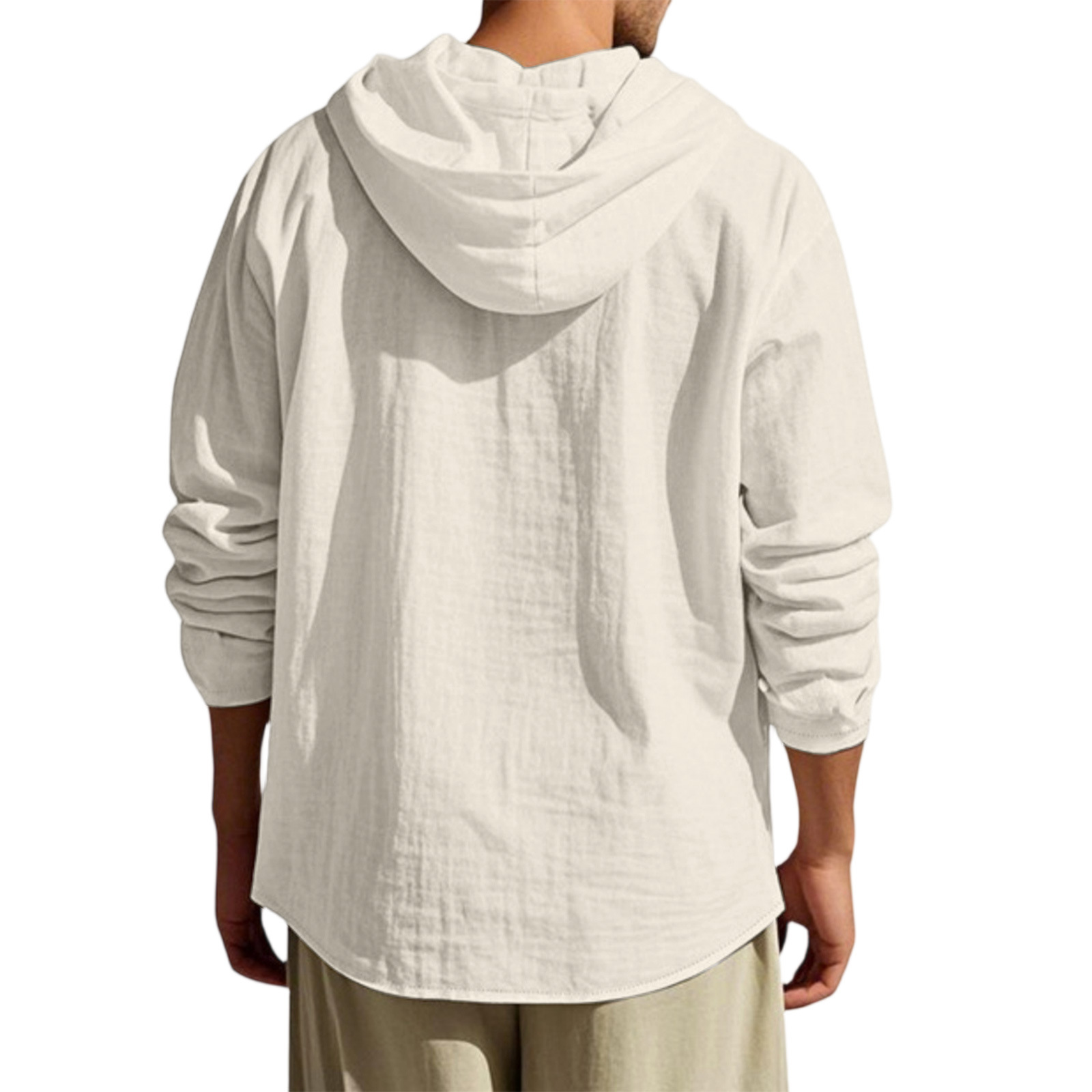 Hooded Linen-Style Cardigan Hoodie for Young Adults Hooded Linen-Style Cardigan Hoodie for Young Adults
