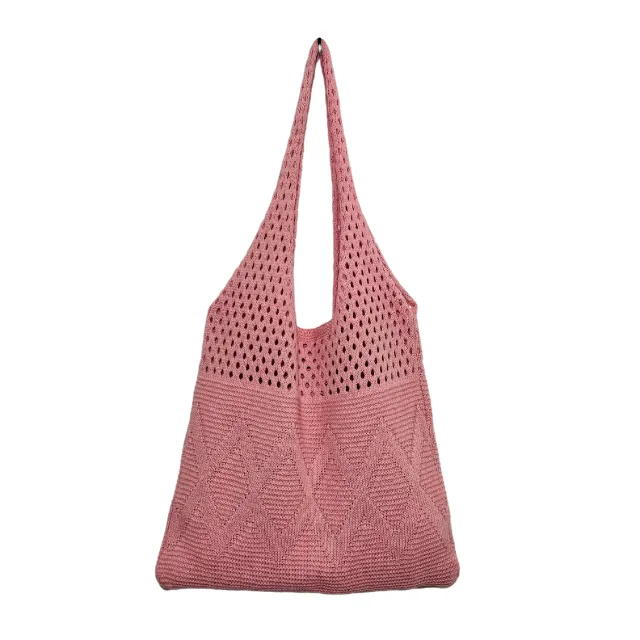 Bag Knitted Shoulder Bag Large Capacity Totes Vintage Pink - Shop at LoveMi