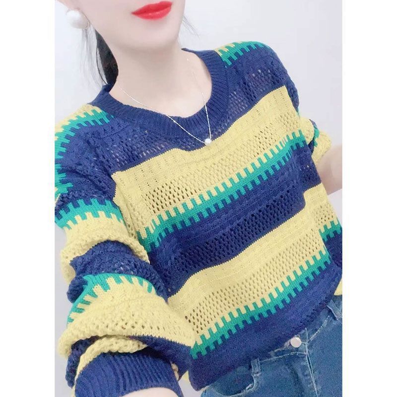 Title 5, Rainbow Striped Sweater For Women Spring And Au...