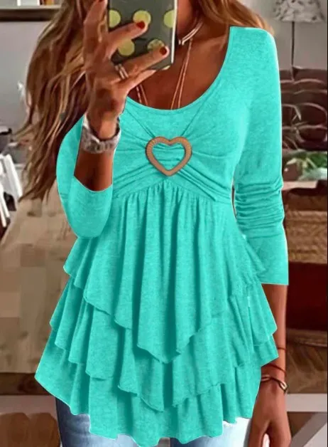 Women's Solid Color Short Cake Dress Casual Top Blue - Shop at LoveMi