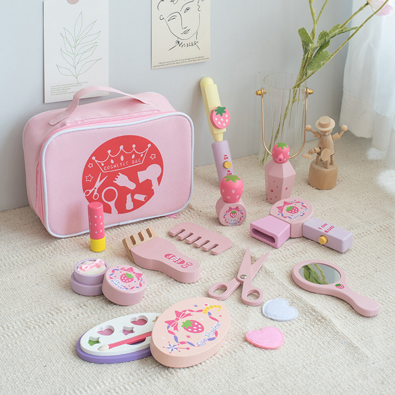 Wooden Pretend Play Makeup Bag Toy Set