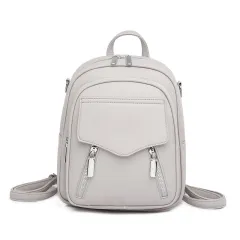Fashion Personality PU Backpack Bags Women's All-match - Grey - View 1