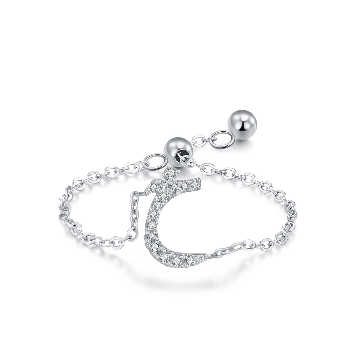 S925 Sterling Silver Niche Style Arabic Letters Pull-out Chain All-match Stackable