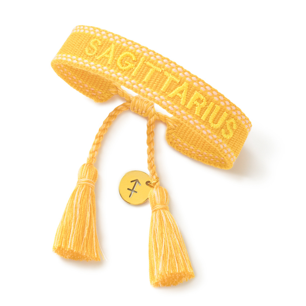 Twelve Constellations Bracelets Embroidery Letters Woven Hand Strap