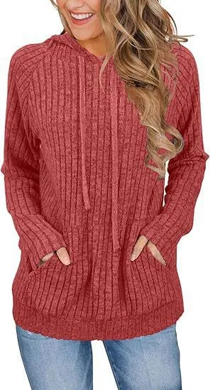 Hooded Sunken Stripe Kangaroo Pocket Sweatshirt Red - Shop at LoveMi