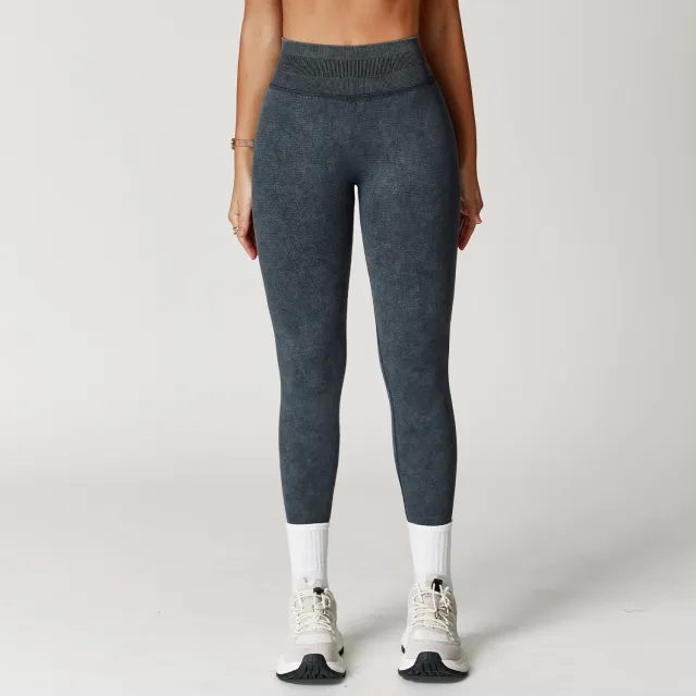 Seamless Stone Washed Yoga Pants High Waist Hip Lift Tight Trousers Black - Shop at LoveMi
