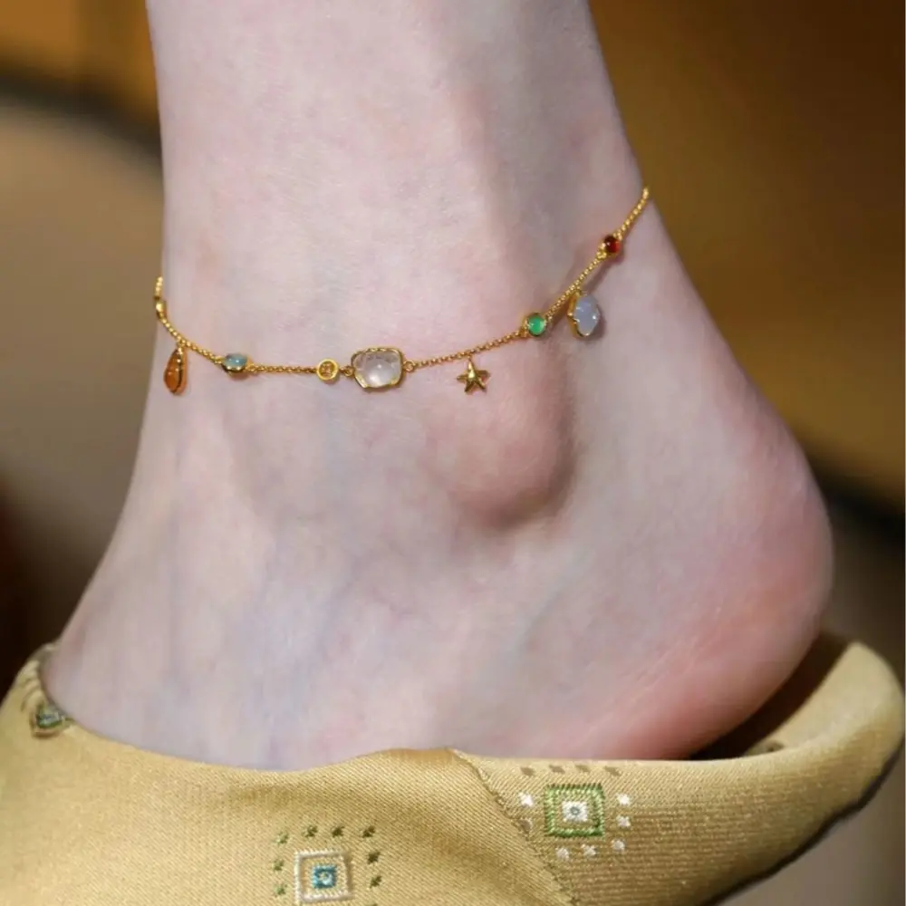Summer Forest-Style Starfish and Shell Anklet for Women