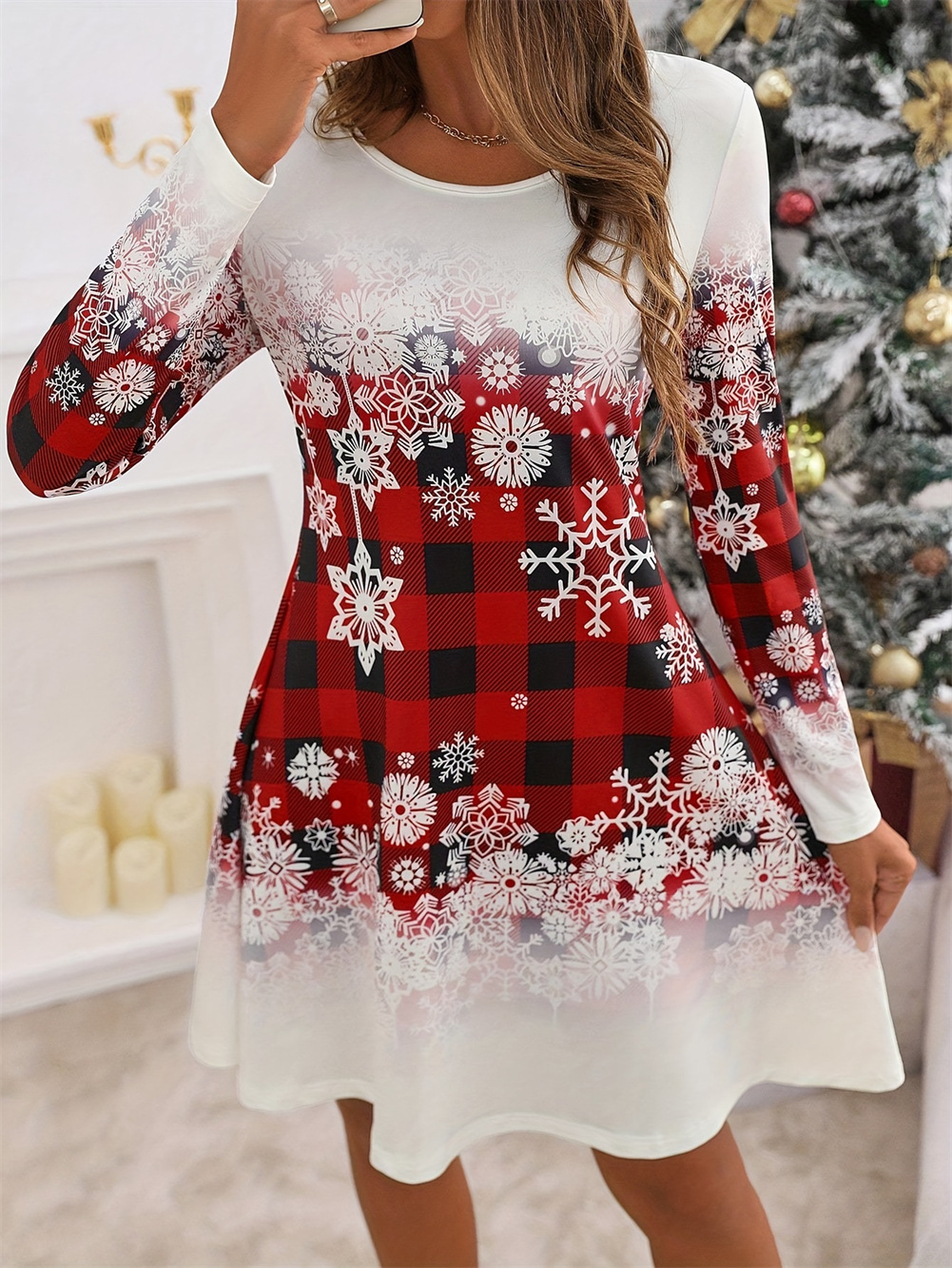 Title 5, Christmas Snowflake Plaid Mini Women