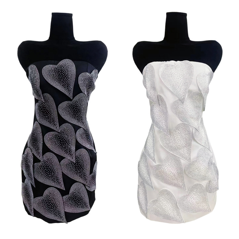 Heavy Embroidery Hot Drilling Tube Top Slimming Dress — image 1
