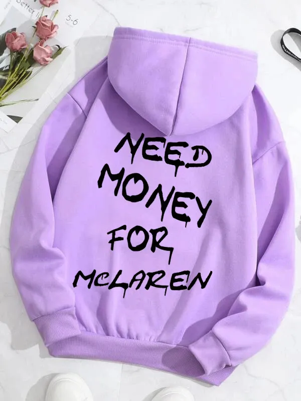 Thick Plain Letter Print Sweatshirt Purple - Shop at LoveMi